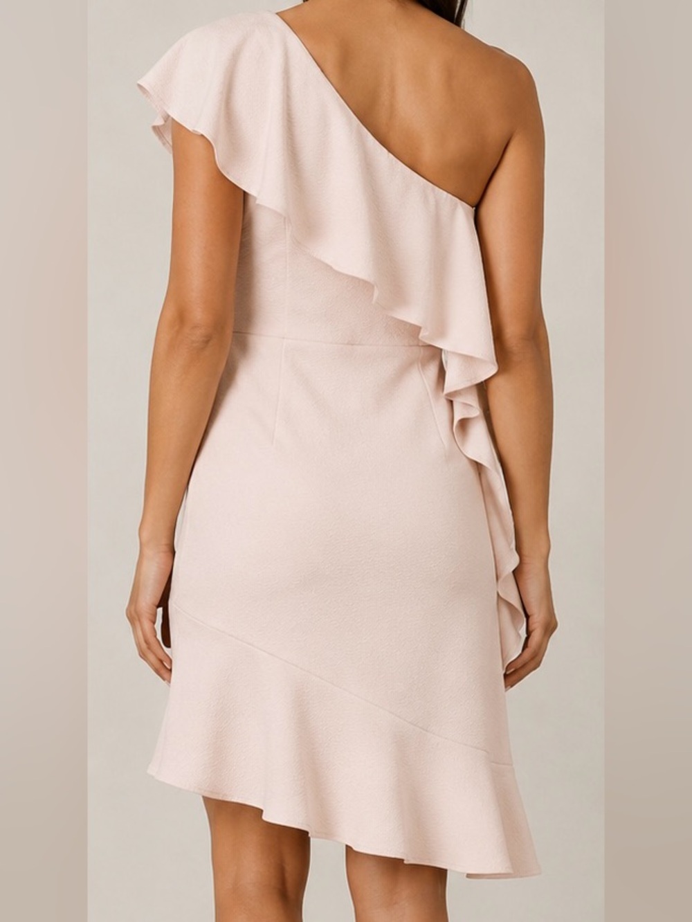 Adelyn Rae One-Shoulder Ruffle Dress in Blush - Picture 2 of 5